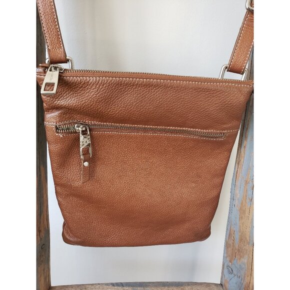 Vintage Arcadia Leather Crossbody Bag: Tan Brown Shoulder Tote - Picture 1 of 10